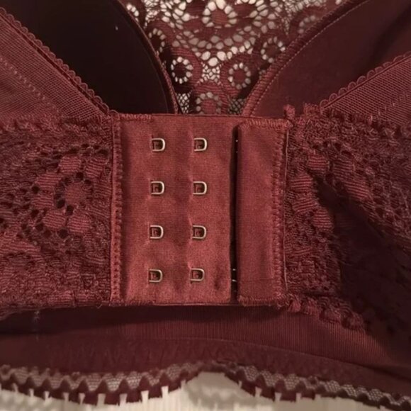 Aerie Dark Red Burgundy Real Power Wireless Push Up Joy Lace Convertible Bra - Picture 5 of 6